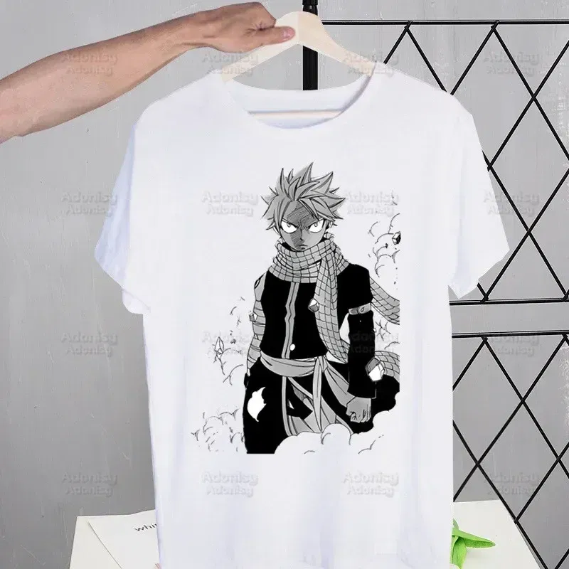 Color: WHITE, Size: L - Anime Fairy Tail Cartoon Natsu Erza Gray Lucy T-shirts Summer Men/Women Hip Hop Tshirt Streetwear t shirts Short Sleeve Tops