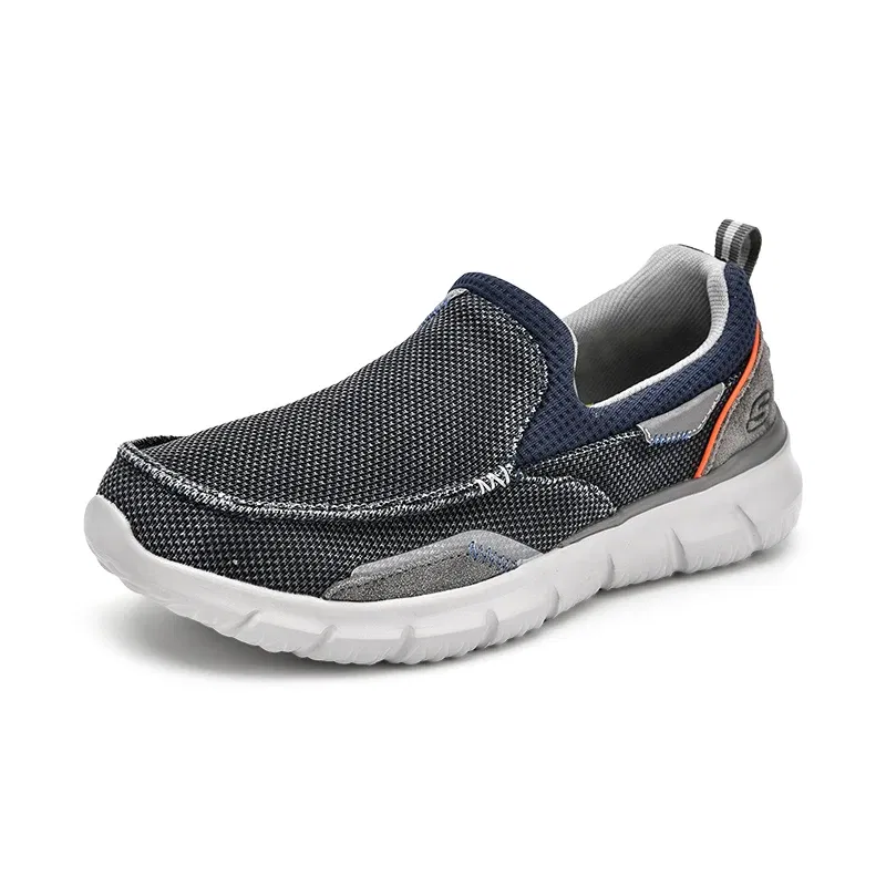Color: Sky blue, Shoe Size: 41 - SKECHERS Men's Breathable Canvas Shoes Slip on Men Fashion Outdoor Sneakers Lightweight Boat Shoes Male Flats Driving Loafer