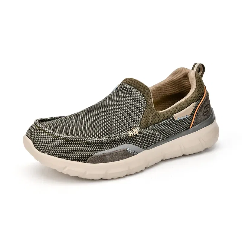 Color: Sky blue, Shoe Size: 41 - SKECHERS Men's Breathable Canvas Shoes Slip on Men Fashion Outdoor Sneakers Lightweight Boat Shoes Male Flats Driving Loafer