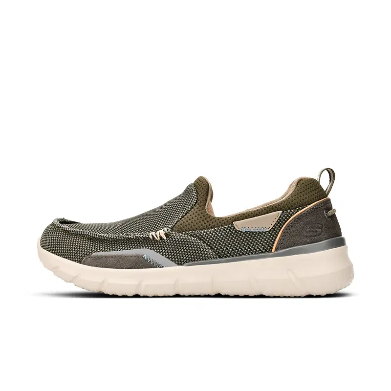 Color: Sky blue, Shoe Size: 41 - SKECHERS Men's Breathable Canvas Shoes Slip on Men Fashion Outdoor Sneakers Lightweight Boat Shoes Male Flats Driving Loafer