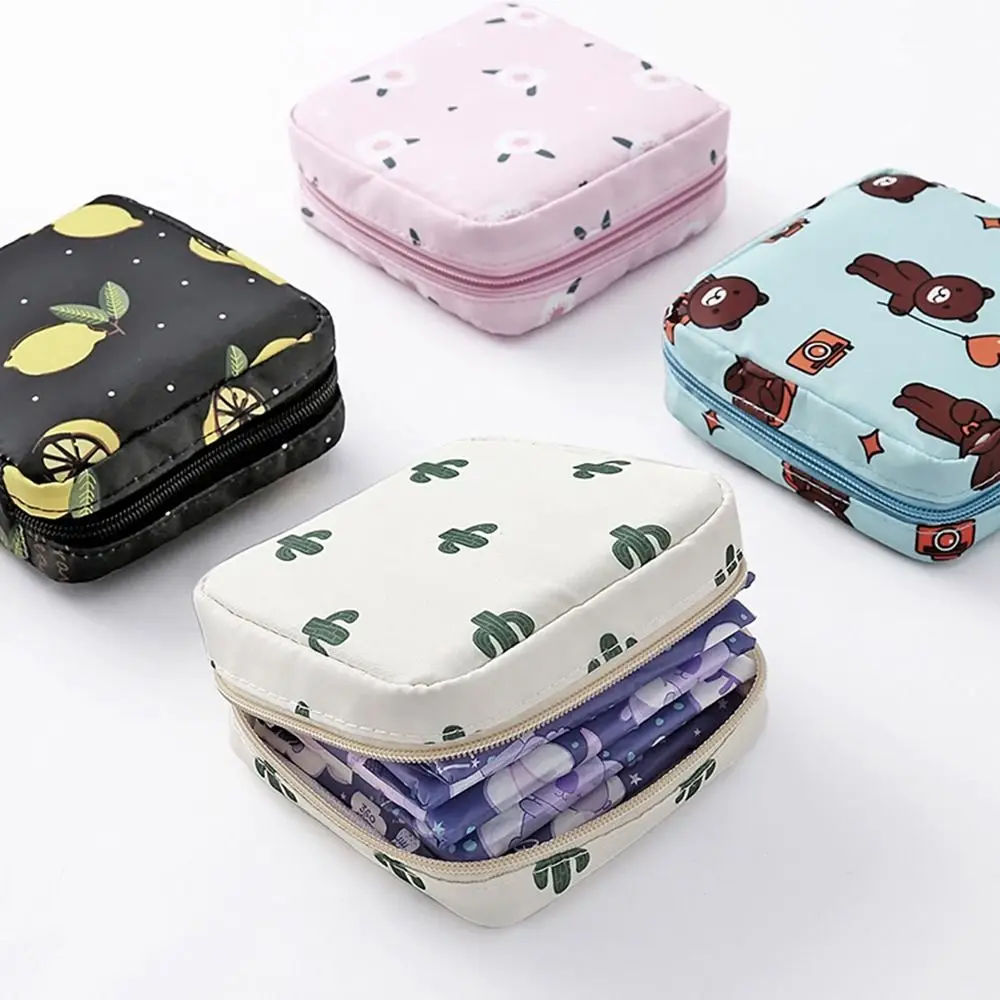 Color: black - Girl Napkin Credit Card Holder Headphone Case Coin Clip Sanitary Bag Change Purse Tamper-Proof Storage Bag Sanitary Mat Bag