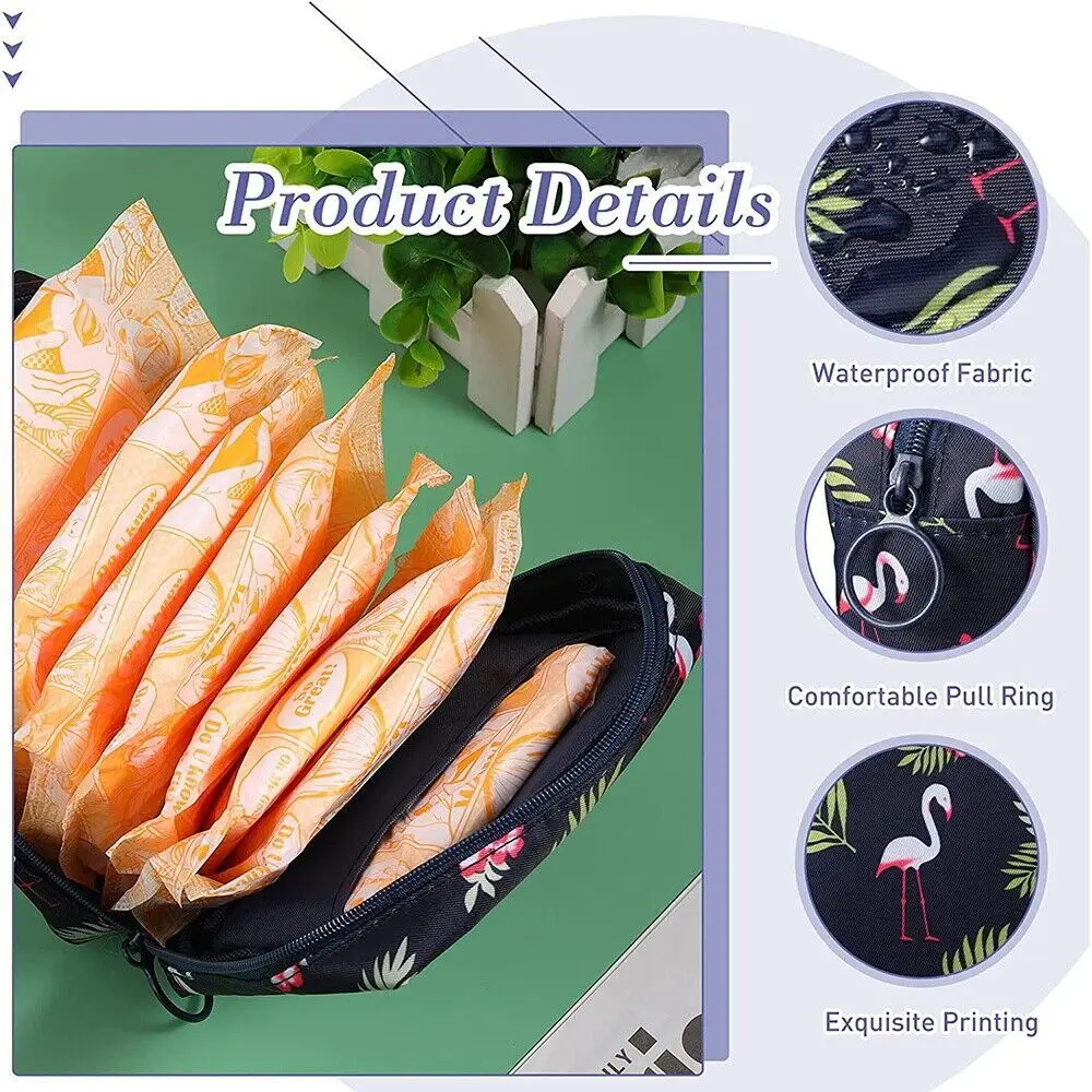 Color: black - Girl Napkin Credit Card Holder Headphone Case Coin Clip Sanitary Bag Change Purse Tamper-Proof Storage Bag Sanitary Mat Bag