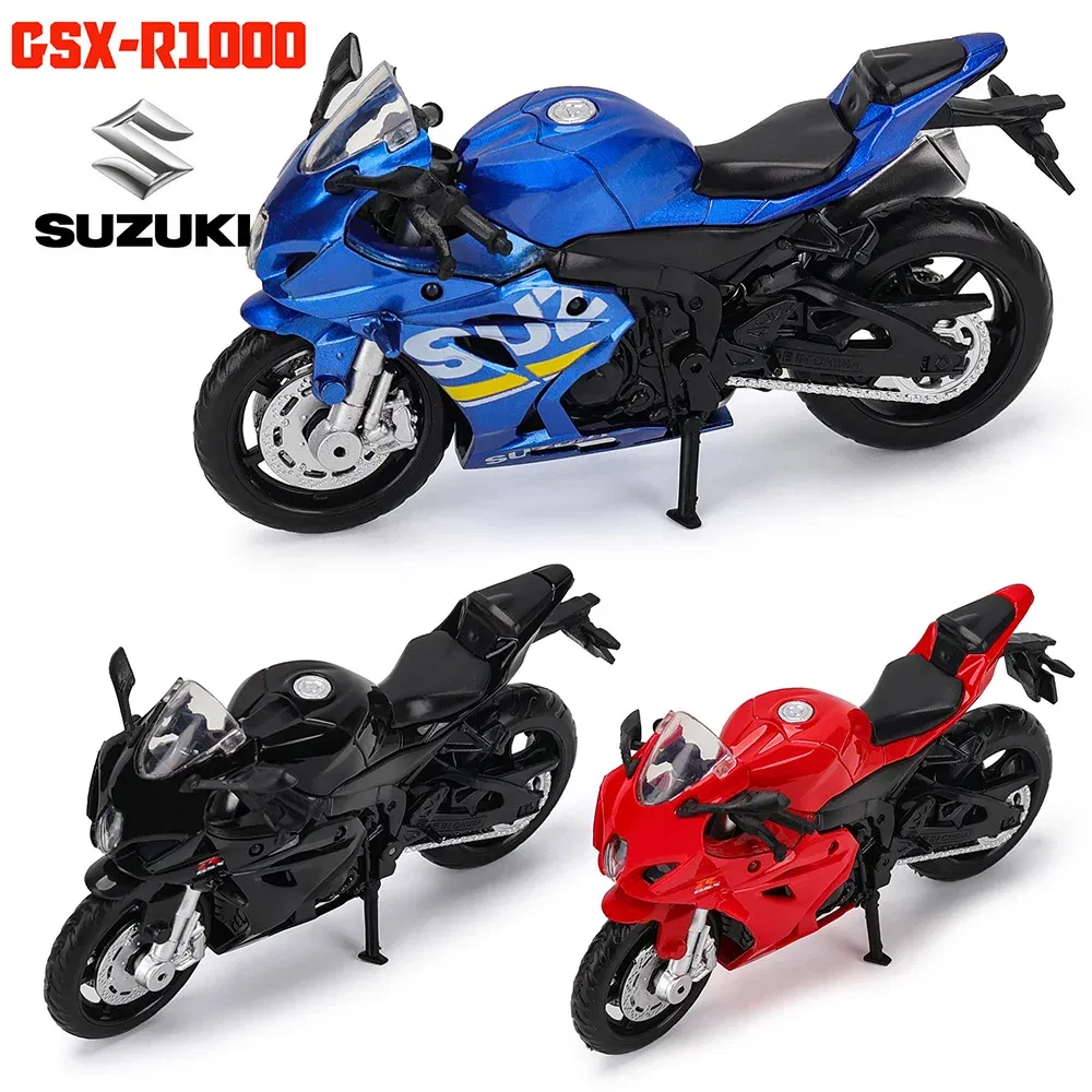 Color: green - MSZ 1:18 Suzuki GSX-R1000 with base alloy die-cast car motorcycle model, toy gift giving, die-cast static motorcycle model