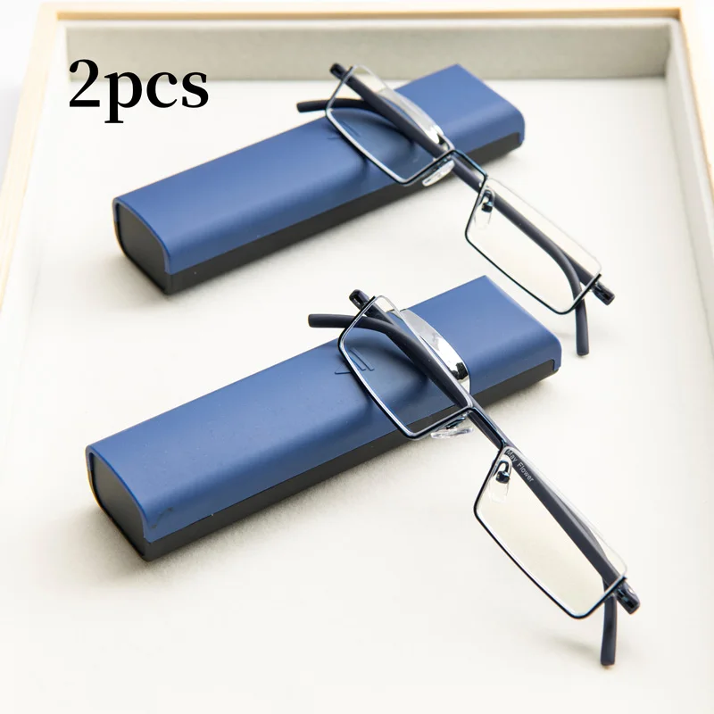 Frame Color: Blue, Eye Prescription: +275 - 2Pcs Suit Anti-blue Light Reading Glasses Ultralight TR90 Sport Presbyopia Eyeglasses Women Men Far Sight Eyewaer With Case +1.2
