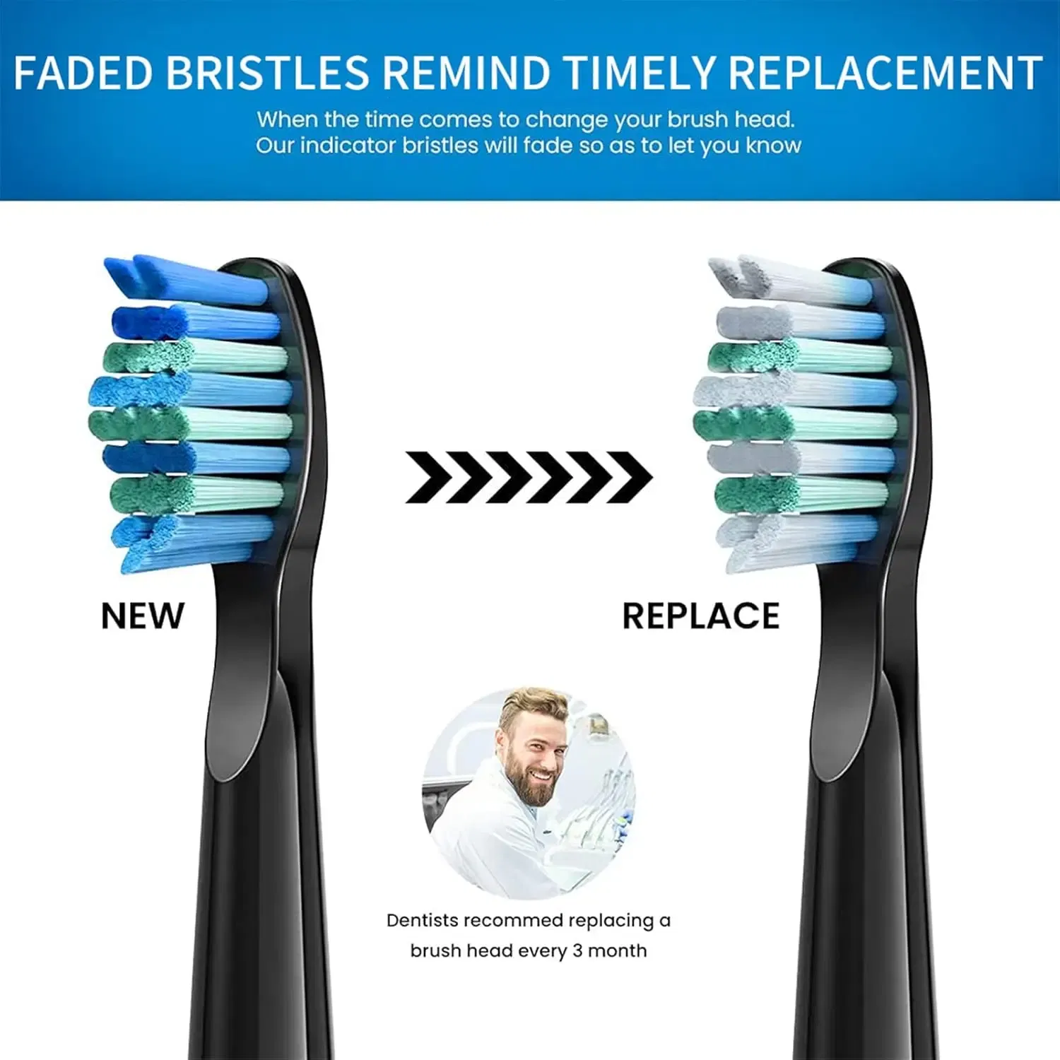 Color: Ivory - 10PCS Fairywill FW-E11 E10 E6 D7S Electric Toothbrush Replacement Brush Heads,Compatible with fairywill E11 Electric Toothbrush