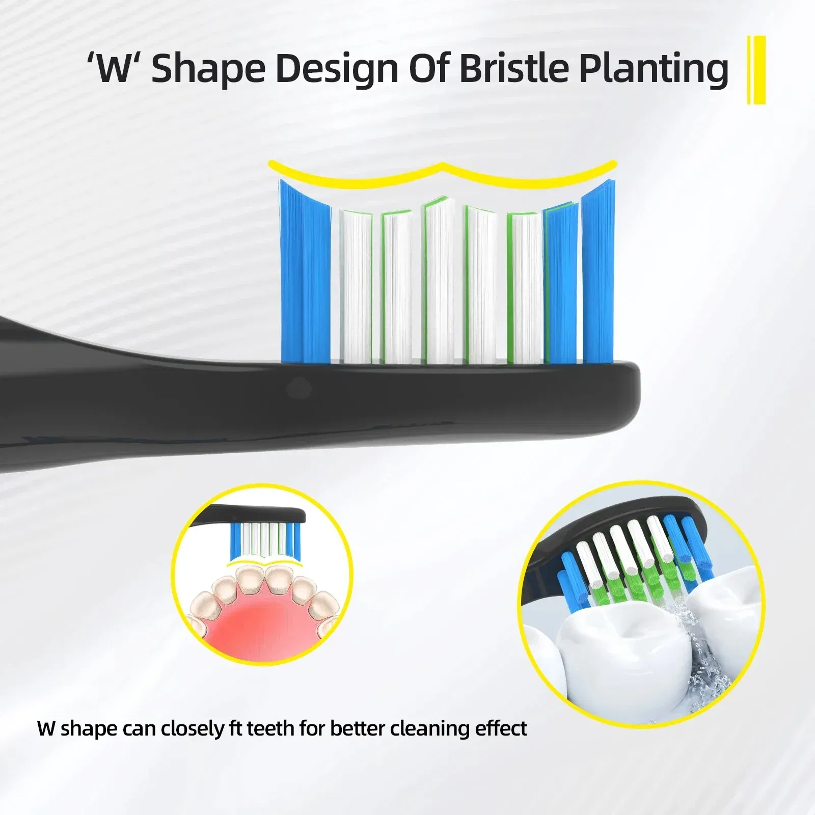 Color: Ivory - 10PCS Fairywill FW-E11 E10 E6 D7S Electric Toothbrush Replacement Brush Heads,Compatible with fairywill E11 Electric Toothbrush