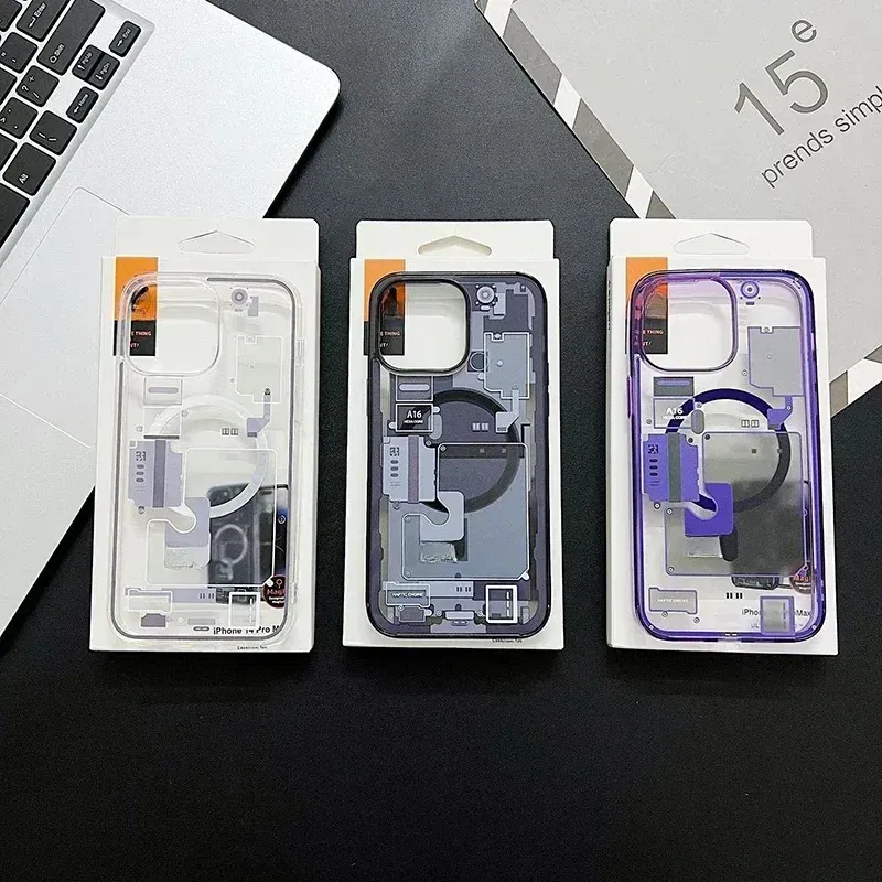 Material: ABS, Color: Beige - FOR 2024 Original Technology Phone Case For IPhone 15 14 13 12 Pro Max Plus Magnetic Wireless Charging High Quality Bumpers