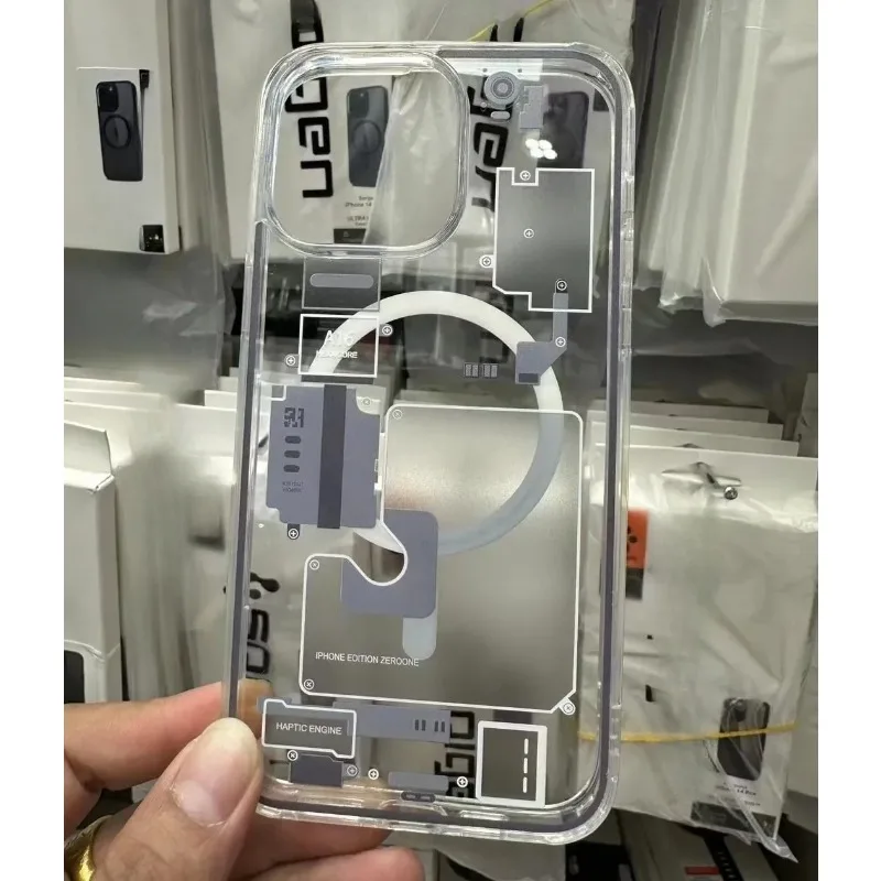Material: ABS, Color: Beige - FOR 2024 Original Technology Phone Case For IPhone 15 14 13 12 Pro Max Plus Magnetic Wireless Charging High Quality Bumpers