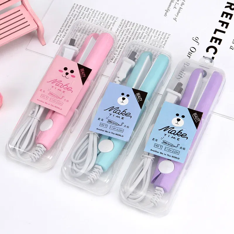 Color: WHITE, Plug standard: AU - Mini Flat Iron For Travel Hair Straightener Small Portable Straightening Iron Ceramic Women Men Quick Easy Short Hair Styling