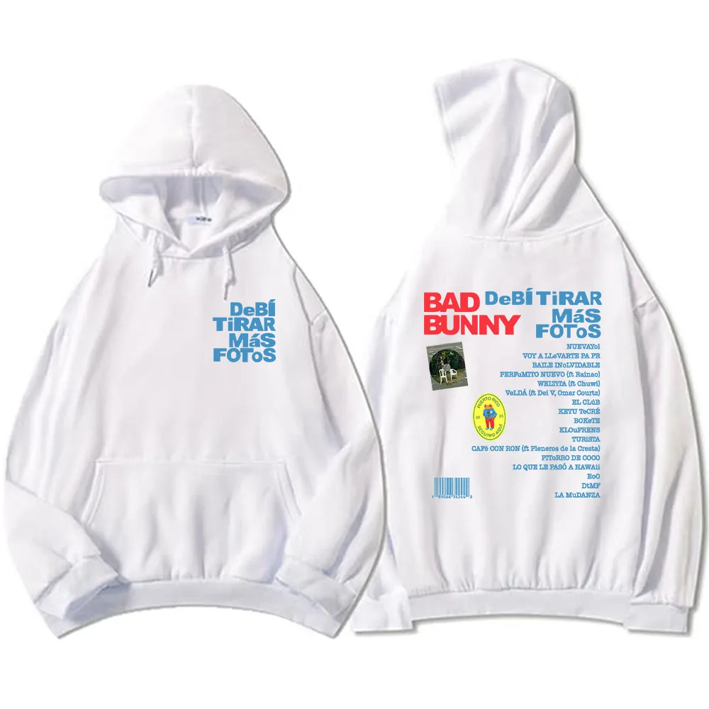 Color: Khaki, Size: XXL - Unisex Streetwear Bad Bunny DTMF Hoodies 2025 New Album Deb? Tirar Más Fotos Printing Sweatshirts Winter Comfortable Male Hoodie