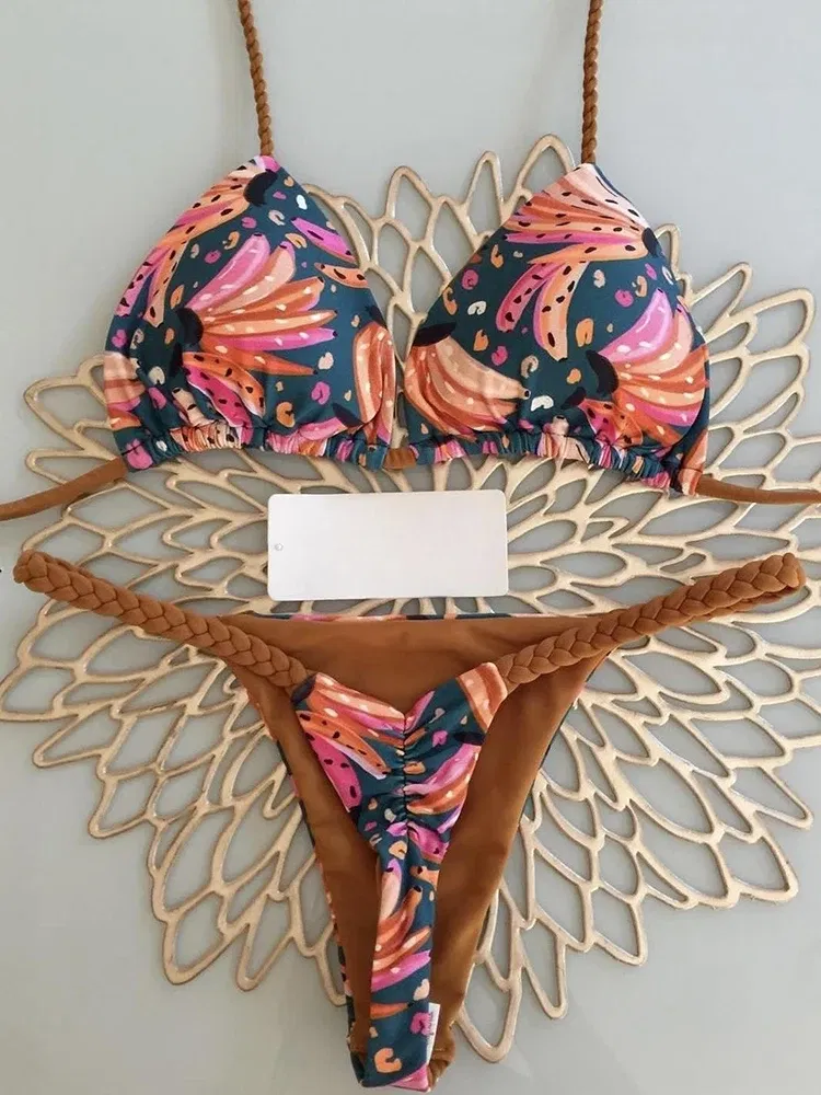 Color: Blue, Size: L - Bikini High Waist Swimsuit Sexy Thong Bikini Set Zebra Print Women Brazilian Swimwear 2023 New Biquini Swim Bathing Suits Women