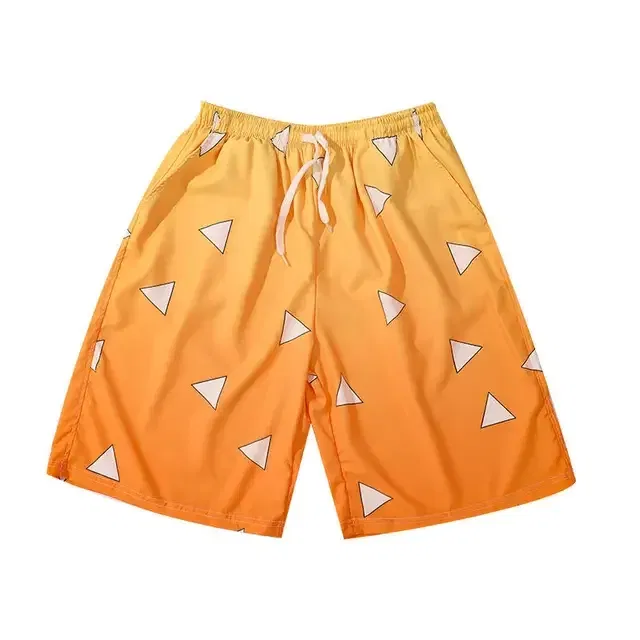 Color: Brown, Kid Size: 7 - Anime Demon Slayers Cosplay Clothes Kamado Tanjirou Zenitsu Shinobu Ventilate Printing Loose Individuality Shorts Sweatpants