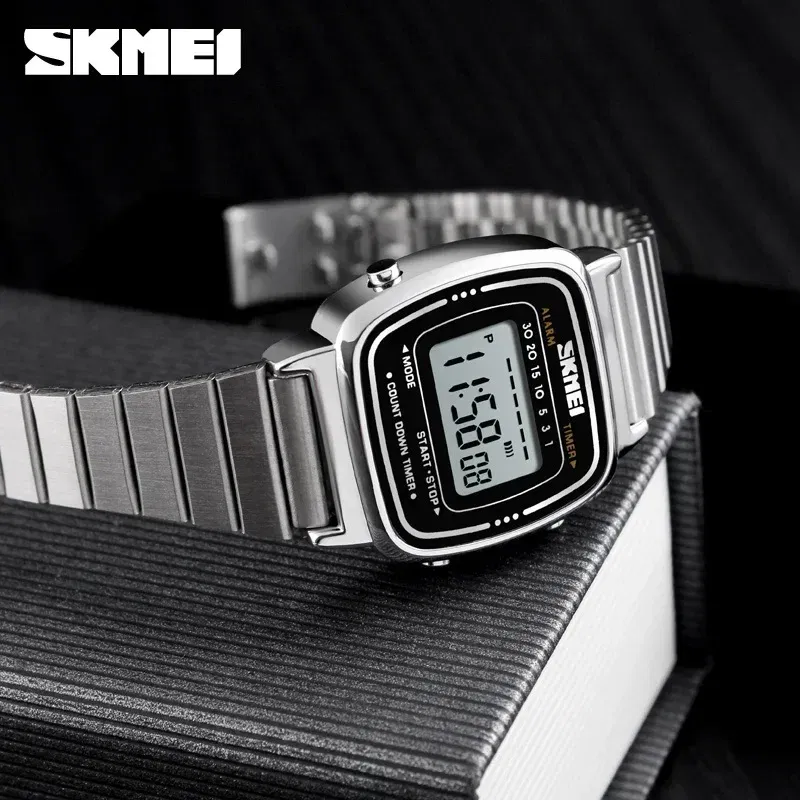 Color: Silver, Ships From: CHINA - SKMEI1901 Women Top brands Luxury 3Bar Waterproof Ladies Watches Small Dial Digital Watch Relogio Feminino Fashion Sport Watch