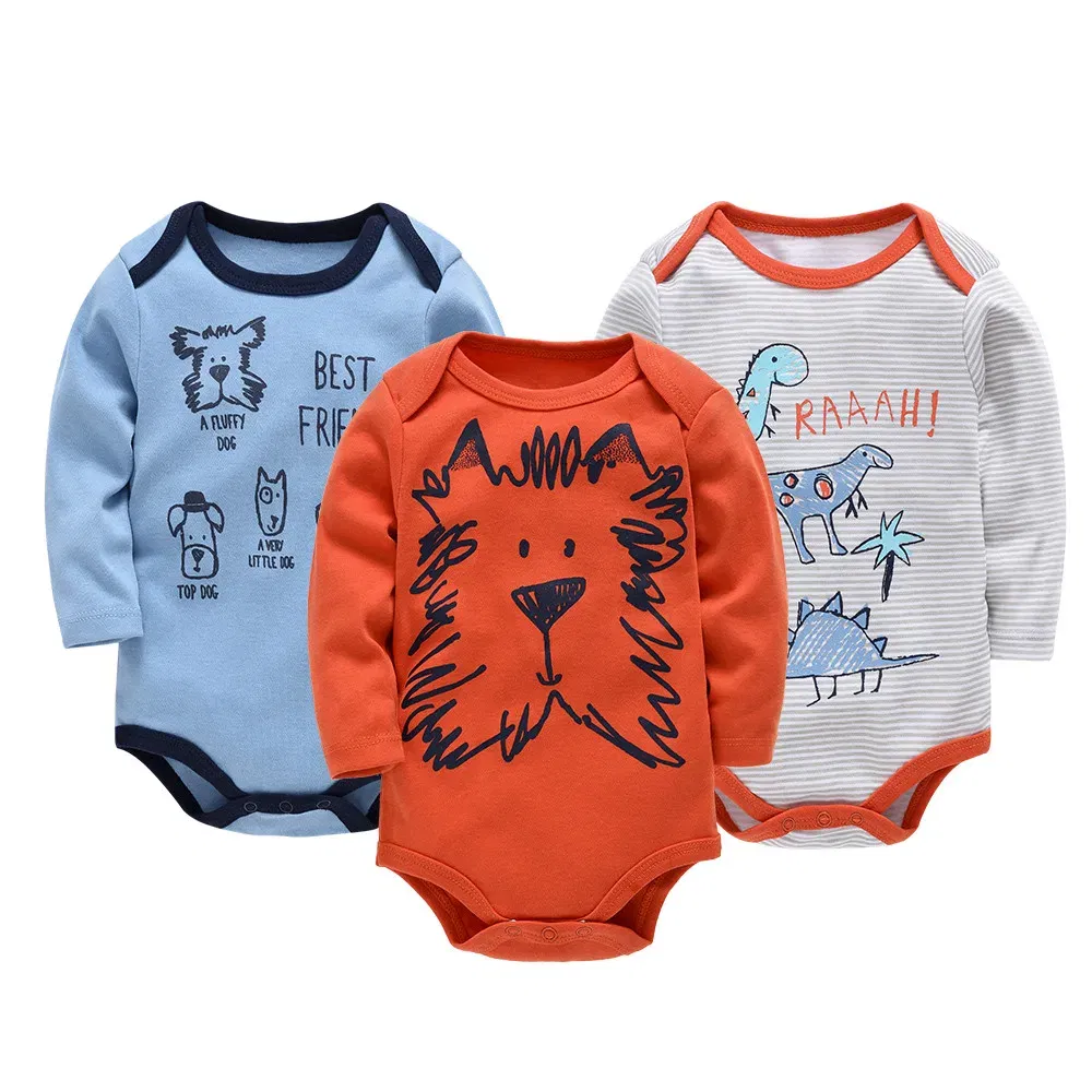 Kid Size: 9M, Color: black - Kavkas Baby Boys Girls Bodysuit 3 PCS Long Sleeve 100% Cotton Baby Clothes 0-12 Months Newborn Body Bebe Jumpsuit Clothing