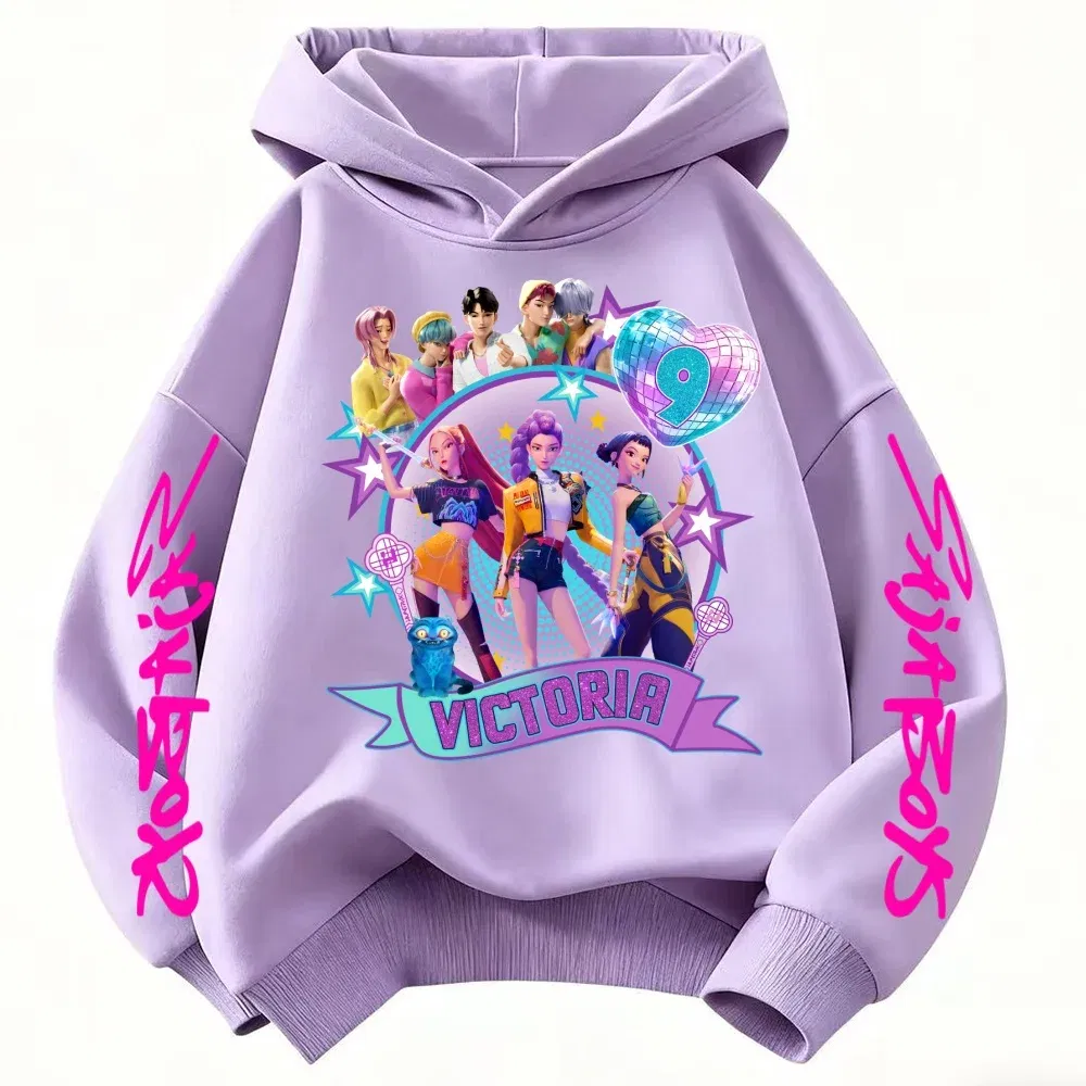 Color: GRAY, Kid Size: 2T - Movie Kpop Demon Hunters Shining light ball Hoodie Men Women Cartoon Fashion Sweatshirt Male Casual boys&girls Pullover Hoodies