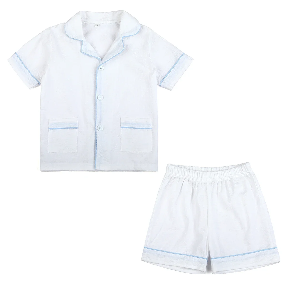 Color: Gold, Ships From: CHINA, Kid Size: 8T - Ruffkids 100% Cotton Summer Kids Pajamas Sleepwear Seersucker Striped Matching Pjs Boys Clothes Loungewear Girls Pyjamas Set