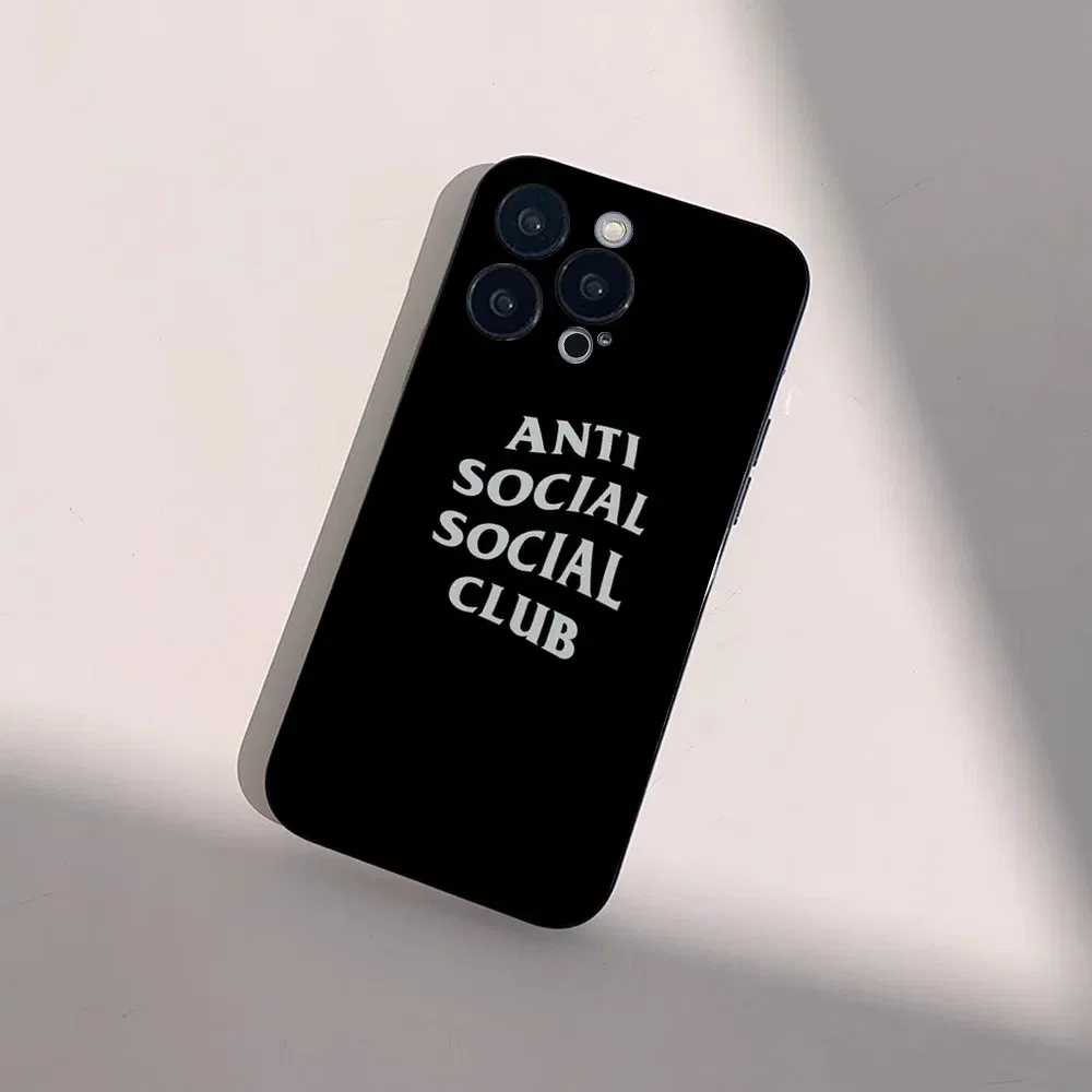Color: Brown, Material: Silicon - Anti Social Social Club Phone Case For IPhone 16 15 14 13 Pro Max 11 12 Mini X Xs XR Se 2022 Black Silicone Cover