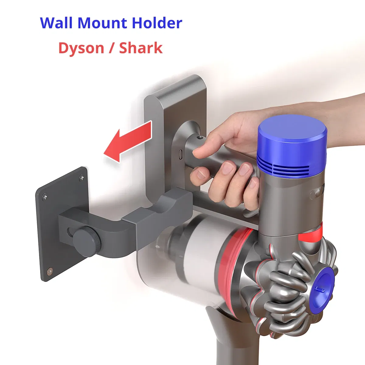 Color: WHITE - Adjustable Wall Mount Holder for Shark Dyson Airbot Haier Vacuum Cleaner Adhesive No Drilling or Drill Wall Hanger Black Gray