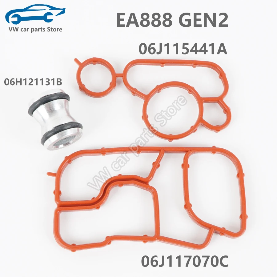 Color: Dark Grey - 06J117070C 06J115441A Oil Cooler Gasket Pipe And Connector Joint For EA888 Audi A4A5A6Q5 VW Golf Tiguan Passat Jetta 06L115441