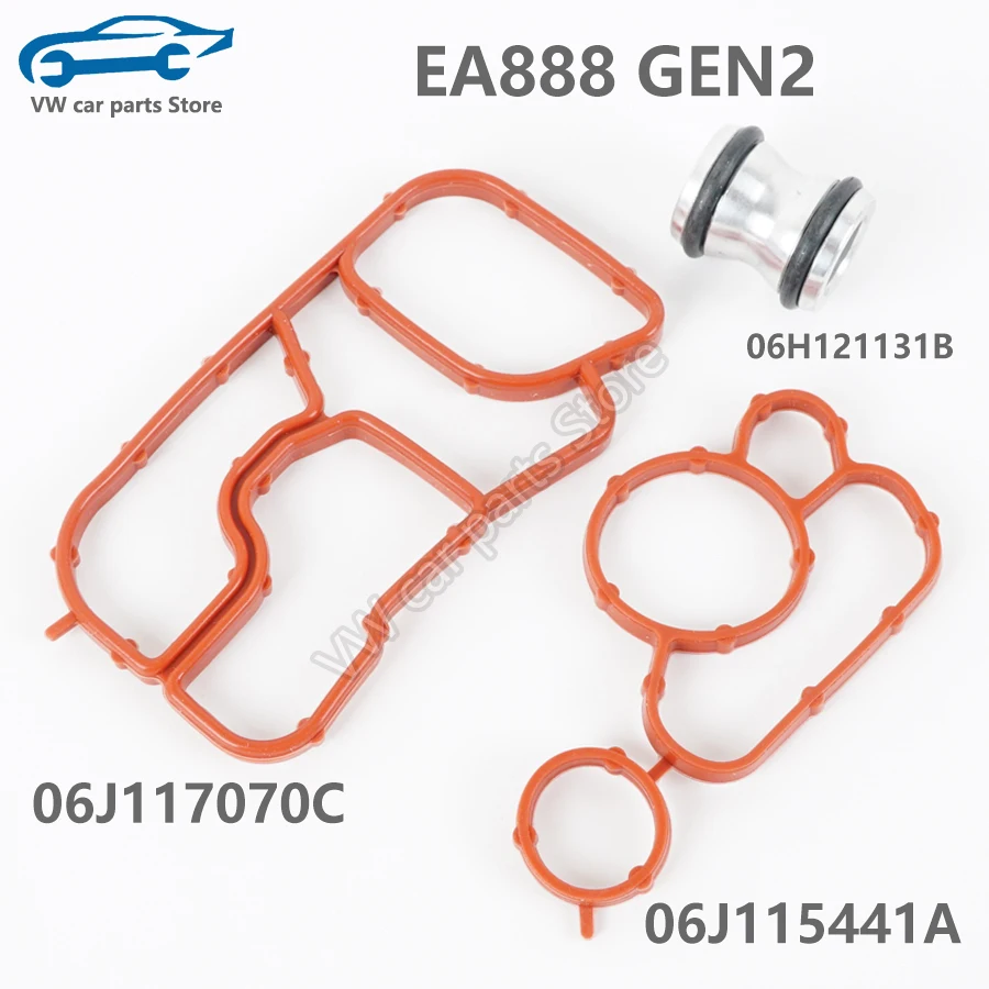 Color: Dark Grey - 06J117070C 06J115441A Oil Cooler Gasket Pipe And Connector Joint For EA888 Audi A4A5A6Q5 VW Golf Tiguan Passat Jetta 06L115441