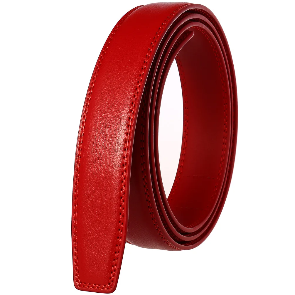 Color: WHITE, Belt Length: 105CM - 90-130cm Brand No Buckle 3.0cm Wide Genuine Leather Automatic Belt Body Strap Without Buckle Belts Men Good Quality No Holes