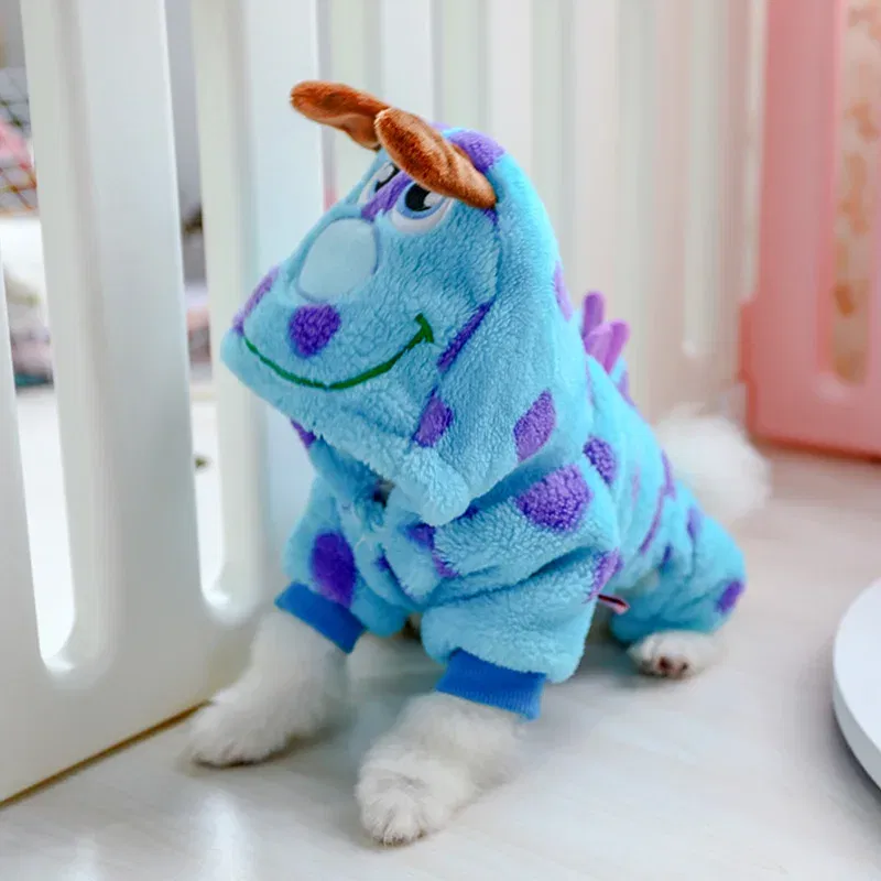 Color: Blue, Size: L - PETCIRCLE Dog Clothes Puppy Bubble Dragon Transformation Thicken Jacket Fit Dog Cat Winter Pet Cute Costume Warm Hoodie Dog Coat
