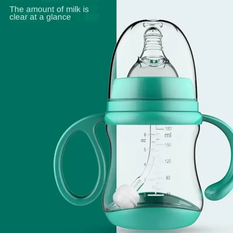 Color: WHITE - Baby PP Bottle Wide Diameter Baby Plastic Bottle With Anti Slip Handle Wide Mouth Bottle Baby Feeding Supplies Anti Fall Bottle