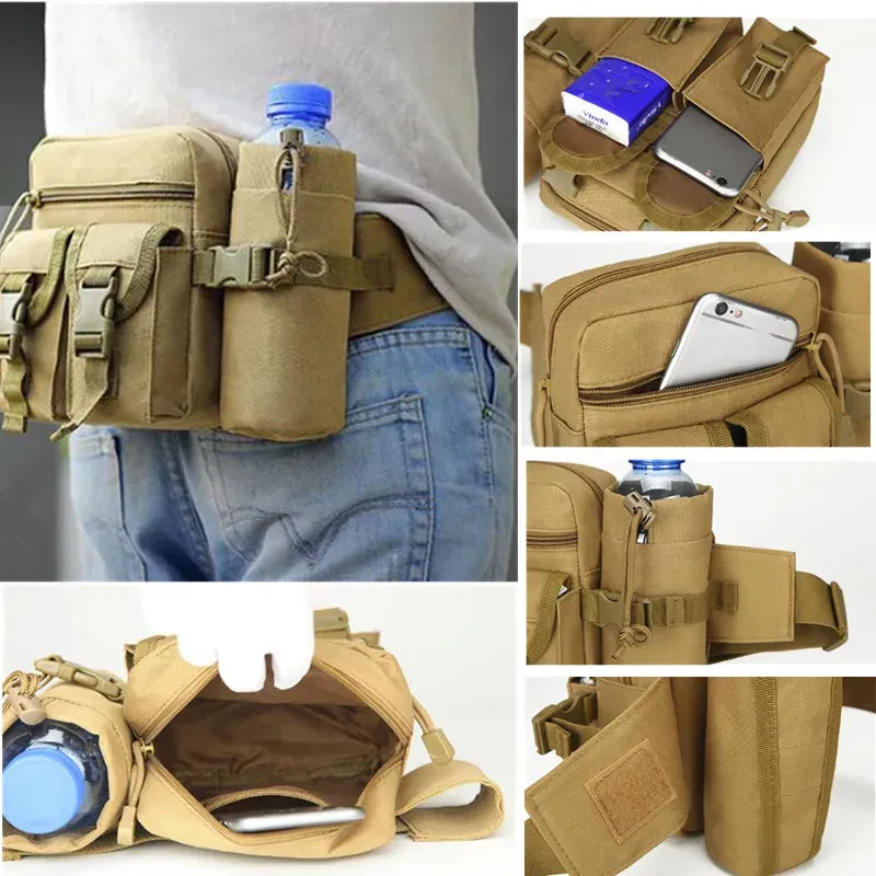 Color: Clear - Waterproof Nylon Fanny Pack Men Tactical Military Army Waist Bag Hiking Outdoor Camping Shoulder Bum Belt Bum Sport Chest Bags