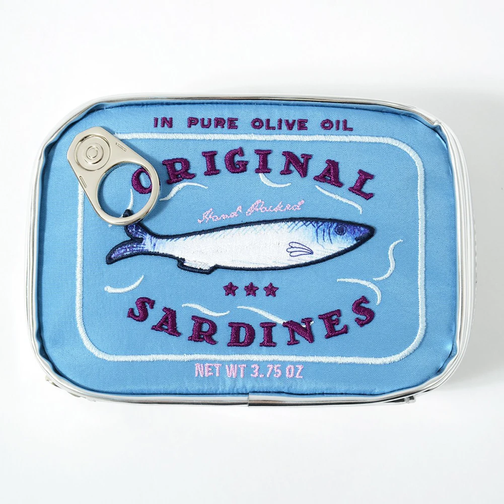 Color: Red - Canned Sardines Style Storage Bag Cute Bath Travel Bag Creative Portable Fashion Zipper Multi-function Soft for Weekend Vacation