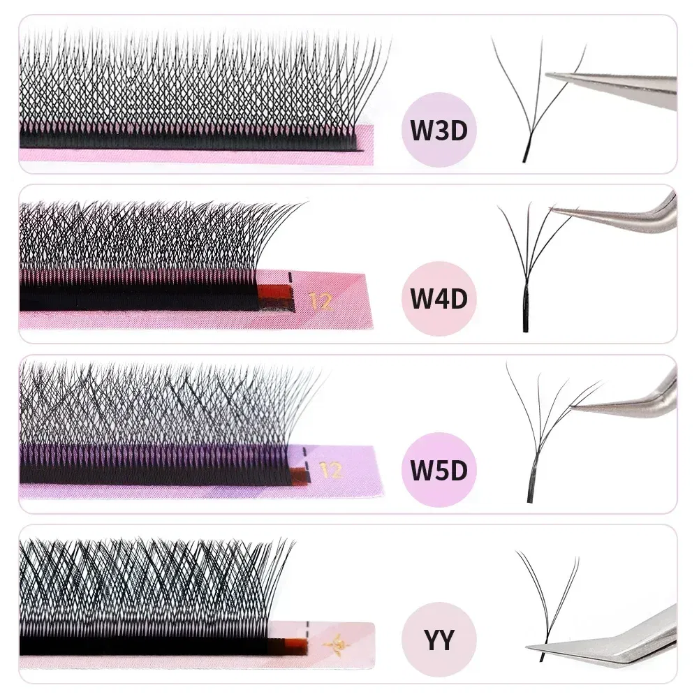 Color: Brushed Brass, Curl: C, Thickness: 0.07mm, Length: 9mm - ARISON YY Lashes and 3D/4D/5D W Shape Lashes Brasileiro Premade Volume Eyelashes Extension Soft Thin Easily Grafting Extension