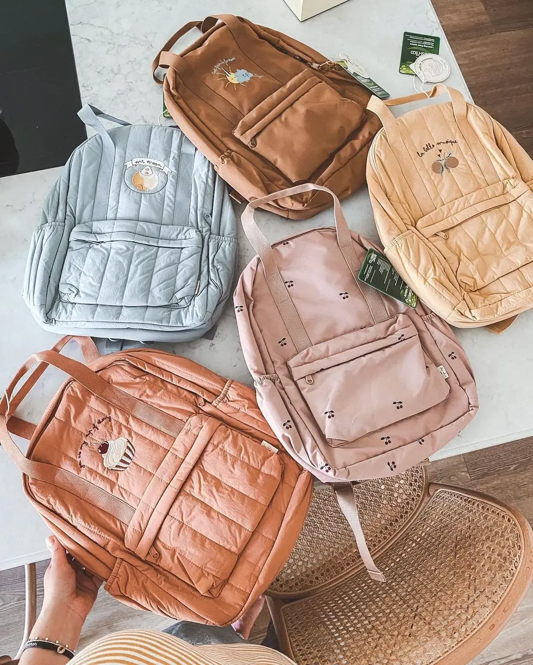 Color: Sky blue - KS Baby Backpack Kids Schoolbag Kindergarten Bags Brand Cherry Lemon Children's Boys Girls Mom Traveling Storage Bag Wholesale