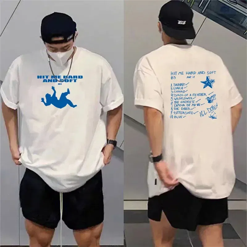 Color: Gold, Size: L - Summer Men's and Women's T-shirt Billie Hit Me Hard and Soft Printed T-shirt O-neck Cotton European Size Casual Short Sleeved