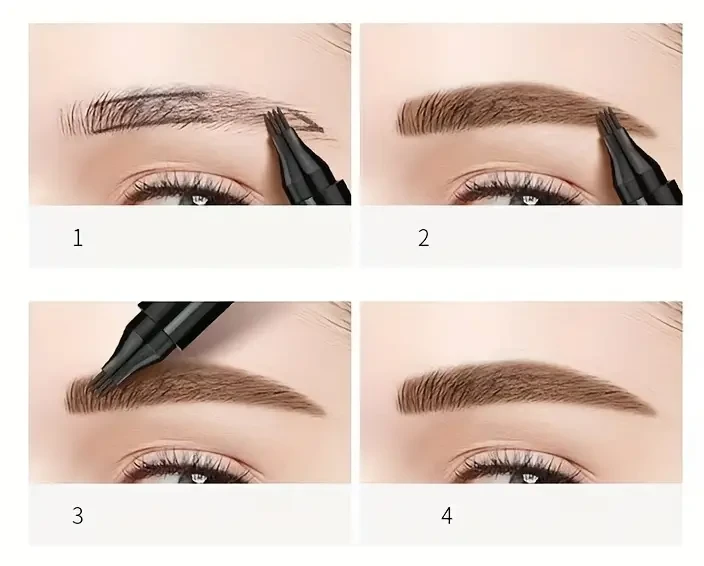 Long-lasting 4 Split Head Liquid Eyebrow Pencil,