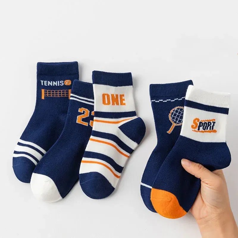 Color: GRAY, Size: 10-12T - 1-14T Kids' Socks Spring Autumn Cotton Socks 5 Pairs/lot Soft Cotton Socks Calf Socks Little Big Boys Crew Sock