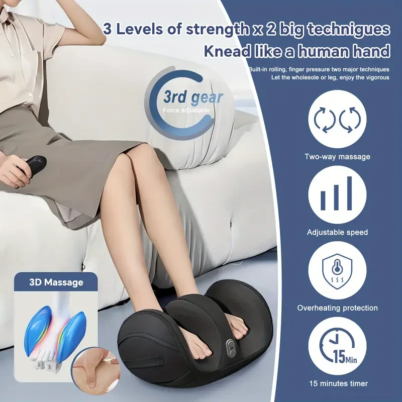 AISZG Foot and Calf Massager with Heat - Rechargeable Shiatsu Therapy for Deep Tissue Relaxation