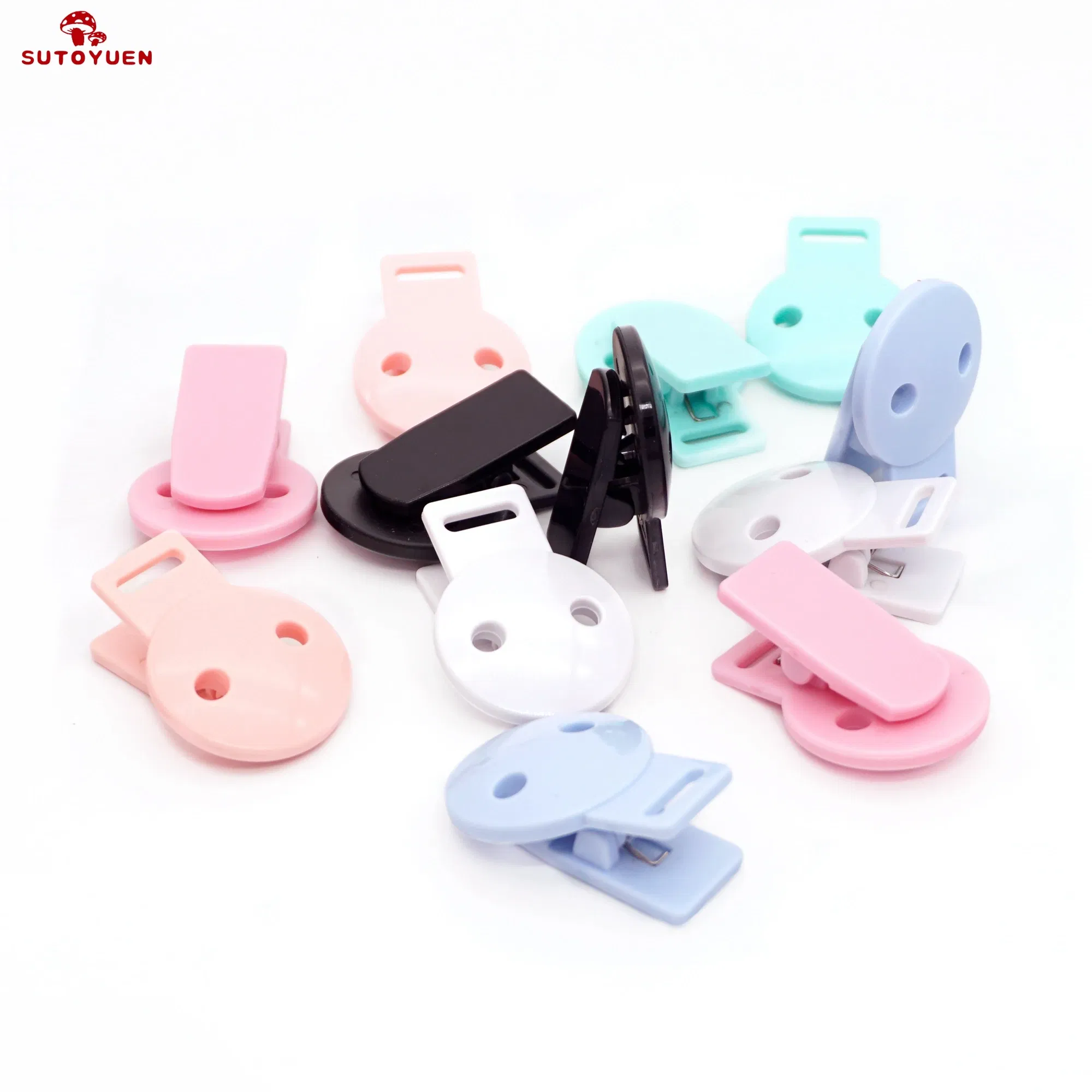 Color: VIOLET/?«?—?…° - Sutoyuen 20pcs Round Head Pacifier Clip Soother Holder For DIY Beads Baby Dummy Chain Plastic Pacifier Clips Baby Accessories