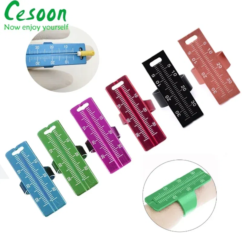 Color: Golden Yellow - 1Pc Dental Ring Ruler Colorful Dentistry Root Canal Measuring Ruler Endodontic Measuring Equipment Aluminium Alloy Instrument