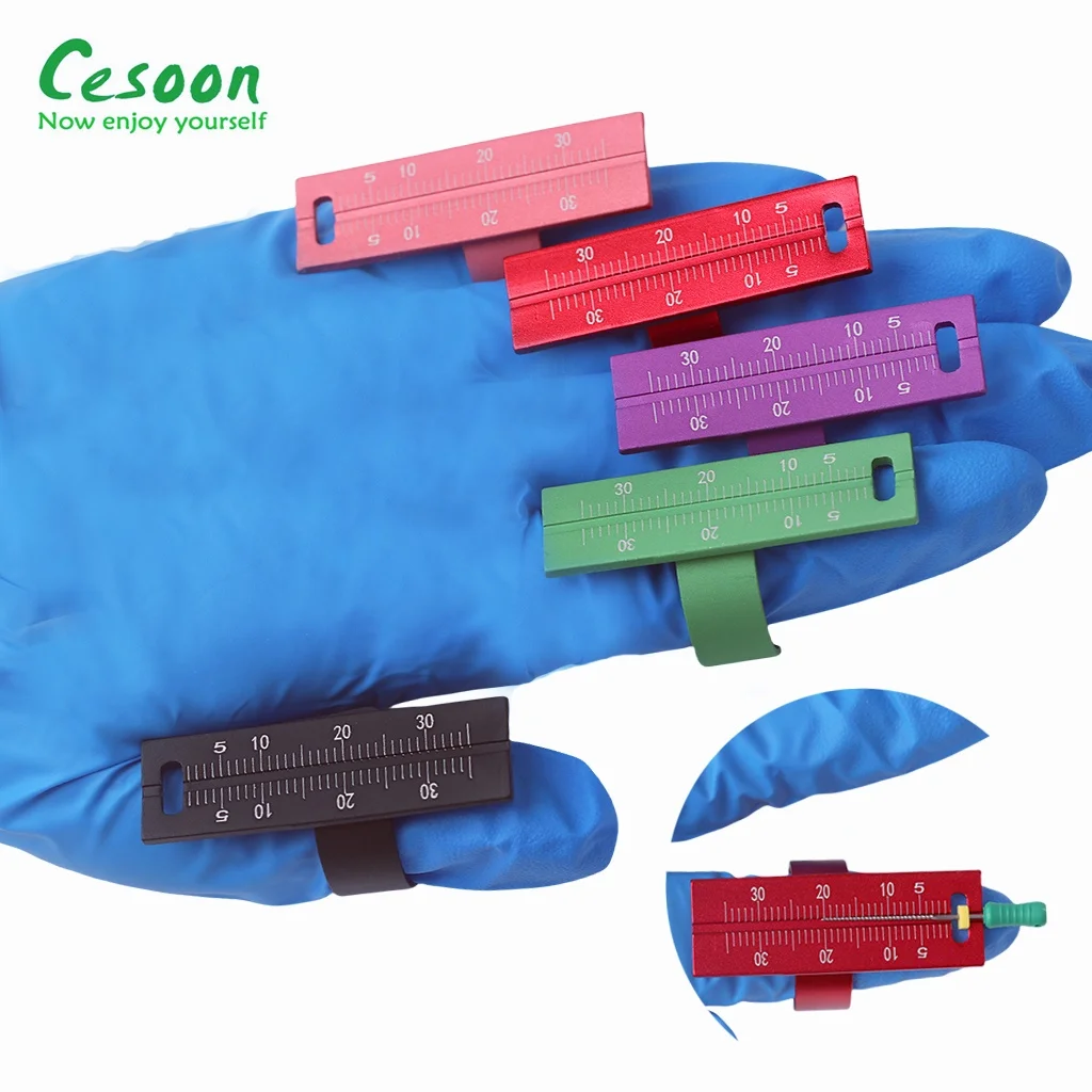 Color: Golden Yellow - 1Pc Dental Ring Ruler Colorful Dentistry Root Canal Measuring Ruler Endodontic Measuring Equipment Aluminium Alloy Instrument