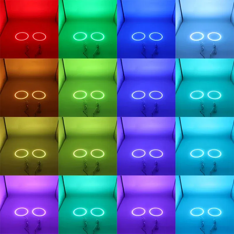 Color: Orange - Excellent 2pc  Rings Angel Eye car Headlight RGB 60/70/80/90/100/110/120 mm Lampshades Bright auto drl Angel Eyes Motorcycle