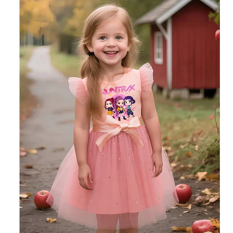 Color: MULTI, Size: One Size, Height: 176 - KPop Demon Hunters Girls Dress Kids Party Halloween Carnival Birthday Party Clothes Princess Tutu Dresses Costume Children Gift