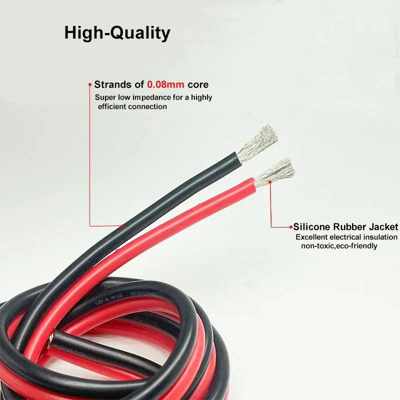 Color: WHITE, Specification: 14 AWG, Length: 10m - Super Soft 2 Pin Red and Black Silicone Cable 28awg 26awg 24 22 20 18 16 14 12awg 10awg 8awg High Temperature Tinned Copper Wire