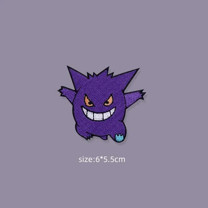 Color: green - Original Pokemon 3 style Gengar Patch DIY Badge Cloth Patch Embroidery Clothing bag sticker Down Jacket Denim Xmas Gift