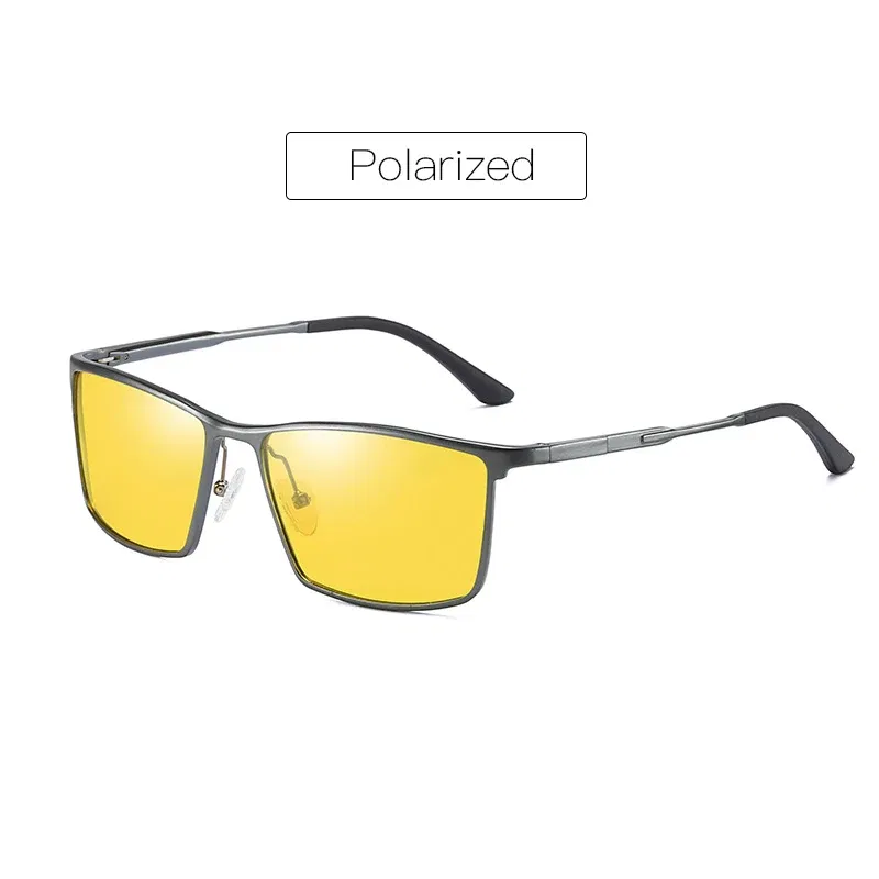 Lenses Color: Blue, Frame Color: Silver - Men's sunglasses myopia with diopter polarized prescription glasses UC400 retro anti-glare driving goggles square black shades