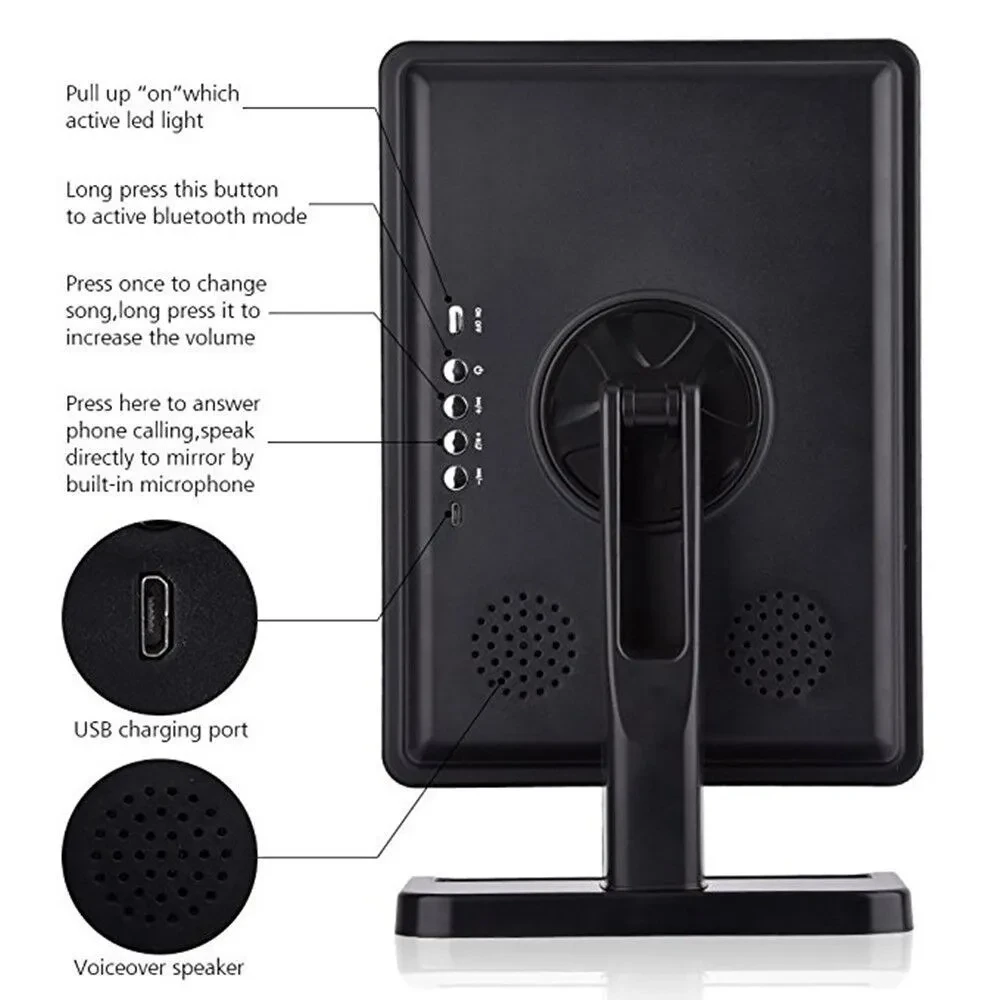 Touch Screen Makeup Mirror With 20 LED Light Bluetooth Music Speaker 10X Magnifying Mirrors Lights