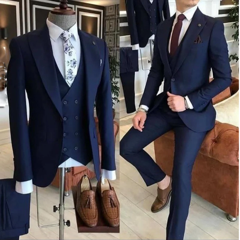 Color: Burgundy, Size: One Size, Ships From: CHINA - Groom Wear 3 Pieces Gray Men Suits 2021 Slim Fit Peak Lapel One Button Tailor Made Terno Masculino (Jacket+Pants+Vest+Tie?‰