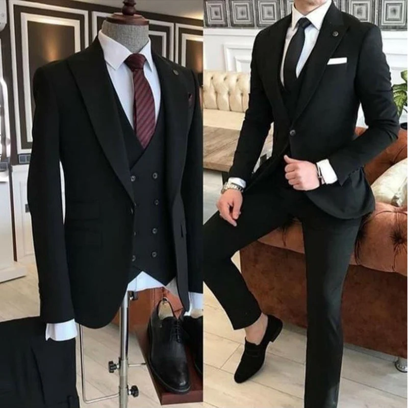 Color: Burgundy, Size: One Size, Ships From: CHINA - Groom Wear 3 Pieces Gray Men Suits 2021 Slim Fit Peak Lapel One Button Tailor Made Terno Masculino (Jacket+Pants+Vest+Tie?‰