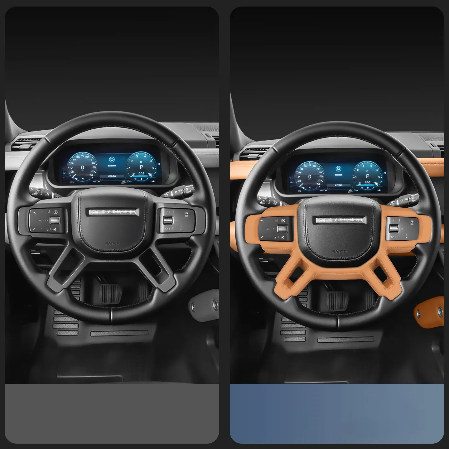 Color Name: Blue - Car Color Interior Leather Steering Wheel Cover for Land Rover Defender 110/130/90 2020 2021 2022 2023 2024 2025