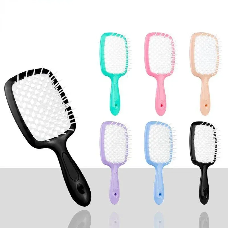 Color: Black - Scalp Massage Combs for Women Salon Hair Brush Air Cushion Combs Hair Comb Ponytail Combs Hollowing Out Fashion Hair Accessories