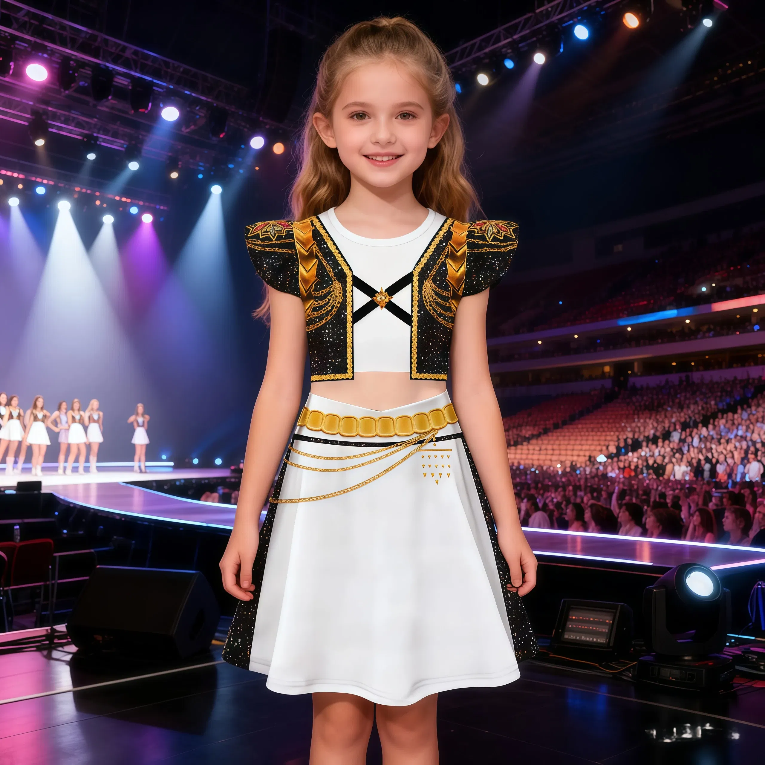 Color: black, Kid Size: 6 - K-Pop Rumi Cosplay Costume Hunters 3D Printed Pattern Flying Sleeve Dress For Girls Halloween Role-Play Carnival Party Outfits