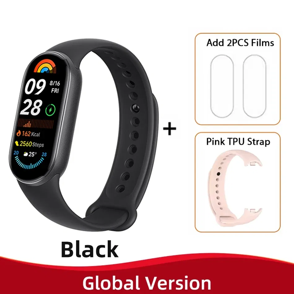 Color: camel, Ships From: CHINA - New! Global Version Xiaomi Band 9 Mi Smart Bracelet 9 Color AMOLED 1.62" Ultra 21 Days Battery Life Miband Wrist Watch Blood